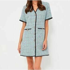 Tuckernuck Pomander Place Blue Tweed Josephine Dress, Size Large - NWT